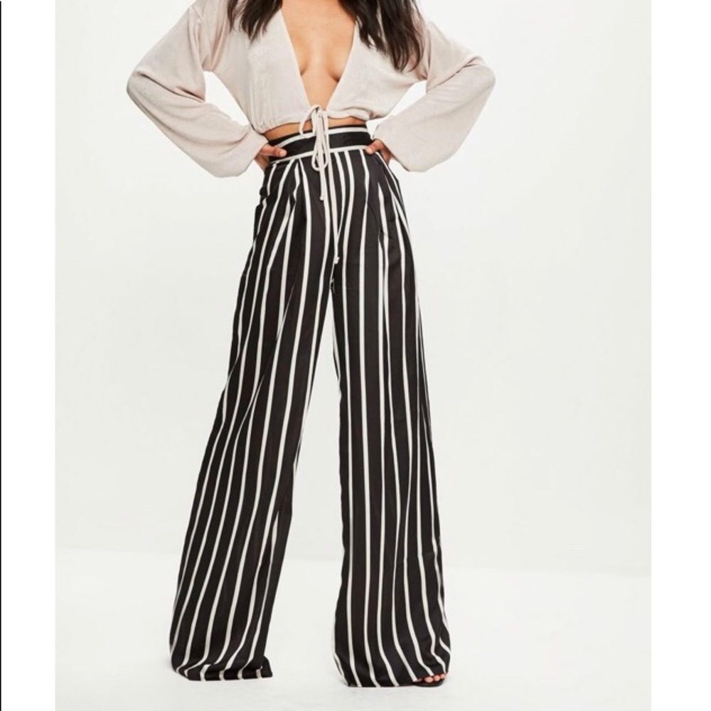 High rise wide leg pants